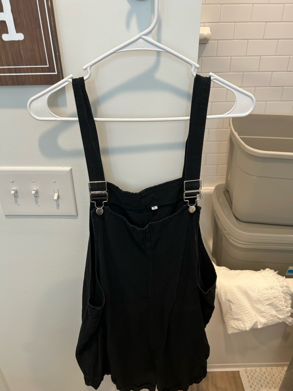 Black Overall Romper with Adjustable Buckle Straps